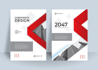 red flyer cover business brochure vector design, leaflet advertising abstract background, modern pos