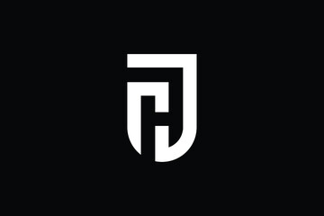 Poster - HJ logo letter design on luxury background. JH logo monogram initials letter concept. HJ icon logo design. JH elegant and Professional letter icon design on black background. J H HJ JH