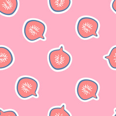 Wall Mural - vector seamless cute pattern with fig fruits on pink background. trend illustration in flat style