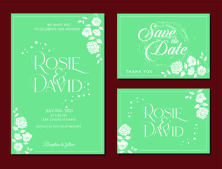 Wall Mural - elegant rustic wedding invitation, thank you, save the date, rsvp, floral design vector label card w