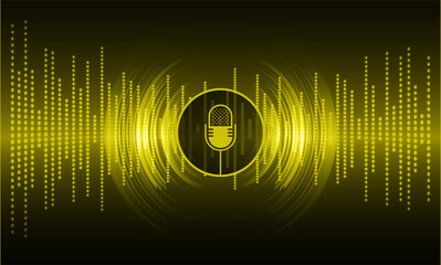 sound waves oscillating dark light, microphone