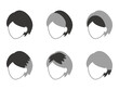 Types of wigs for short hair. Faceless icon.
