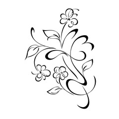ornament 1861. unique decorative element with stylized flowers, leaves and swirls in black lines on a white background