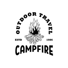 Wall Mural - emblem template with campfire. design element for greeting card, t shirt, poster. vector illustratio