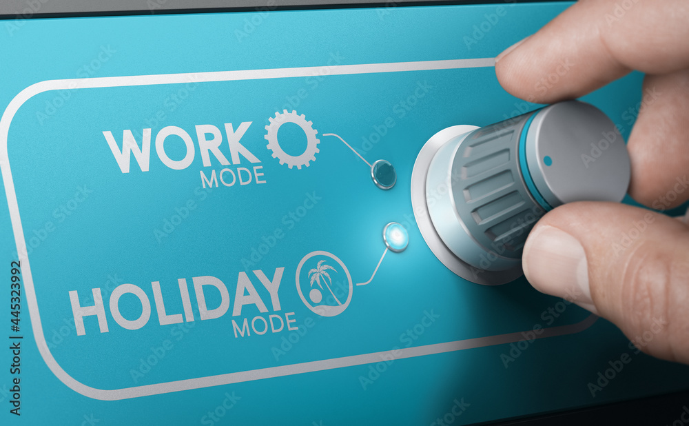 Holiday closing announcement. Switching in vacation mode. - obrazy, fototapety, plakaty 