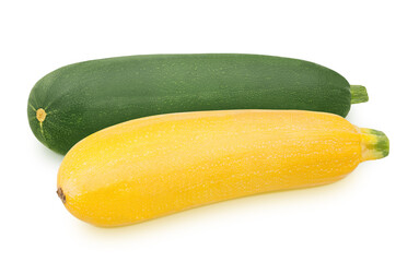 Wall Mural - Vegetable composition with whole fresh zucchini isolated on a white background.