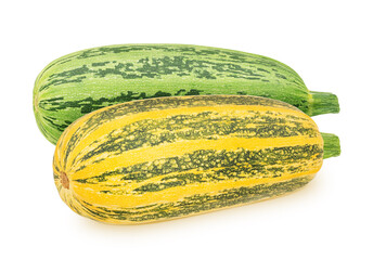 Wall Mural - Vegetable composition with whole fresh zucchini isolated on a white background.