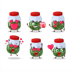 Canvas Print - Eyeball in jar cartoon character with love cute emoticon