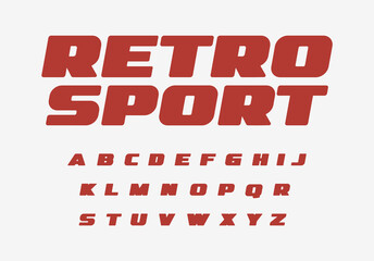 Wall Mural - Retro sport font thick alphabet fat letters. Wide bold letter set for vintage car, retro speed race, auto repair shop headline title logo. Big ad type for magazine, shirts lettering. Vector typeset