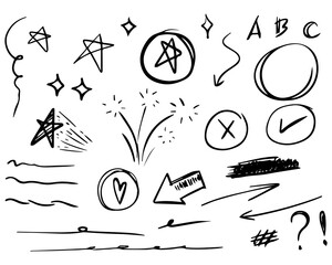 Poster - Hand drawn set doodle elements for concept design isolated on white background. Infographic elements. vector illustration