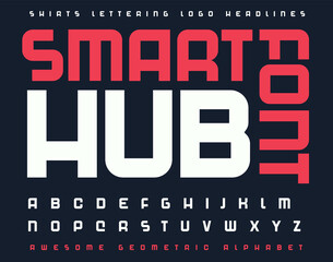Wall Mural - Technology font alphabet letters. Modern futuristic typographic. Sans serif letter set for digital service logo, science headline,med title,it monogram, shirts lettering, network system branding type.