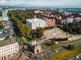 Fototapeta Miasto - Szczecin z lotu ptaka - Plac Solidarności oraz filharmonia