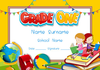 Wall Mural - Grade one diploma or certificate template