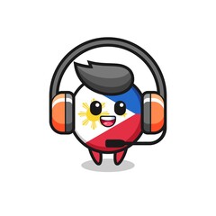 Sticker - Cartoon mascot of philippines flag badge as a customer service