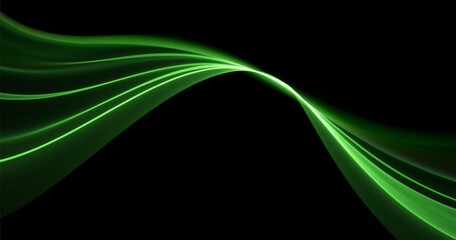 Poster - Abstract green lines background. Flow dynamic wave. Digital data structure. Future mesh or sound wave. Motion visualization. Magic vector illustration.