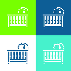 Canvas Print - Baby Bed Flat four color minimal icon set