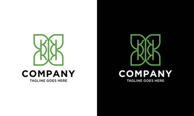 line art K or R leaf flower logo, Initial logo, simple and elegant logo
