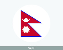 Nepal Round Circle Flag. Nepali Nepalese Circular Button Banner Icon. EPS Vector