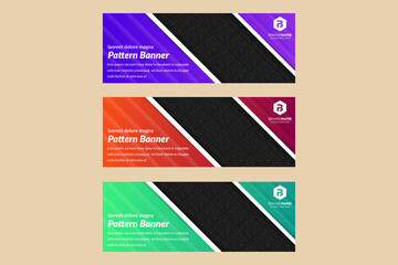 Poster - Set of Modern Web Banner Design Background. Creative layout Header Templates. floral pattern in black. Vector illustration. modern geometric gradient colors