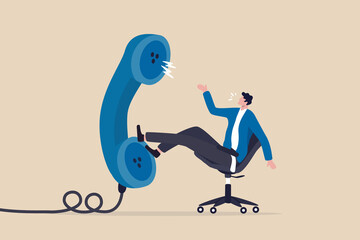 job interview via phone call or conference meeting on telephone concept, smart confidence businessma