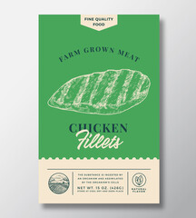 Wall Mural - farm grown meat abstract vector packaging design or label. modern typography banner, hand drawn chic