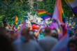 © MARIO MONTERO ARROYO - Rainbow gay flag during the demonstration for the rights of homosexuals and people of the lgtbi collective in the city of Madrid, Spain