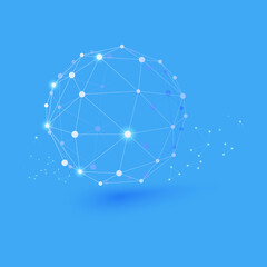 Fototapete - Network connected with line on 3d isometric mobile background. Digital technology concept. Vector art illustration