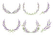 Set of lavender colorful wreaths. Vector illustration