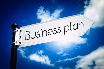 Canvas Print - Business plan - signpost with one arrow, sky in background