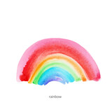 Fototapeta Tęcza - Watercolor hand drawn abstract rainbow in bright colors
