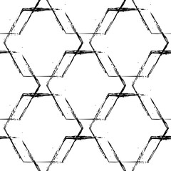 Poster - Hexagon pattern. Painted hexagonal shapes. Vector simple drawn hexagon.