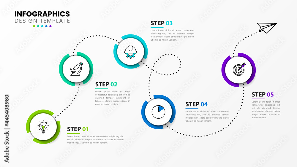 Infographic design template. Timeline concept with 5 steps - obrazy, fototapety, plakaty 