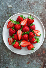 Plate Of Fresh Ripe Strawberries