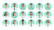 © ST.art - People portraits of faceless males, females doctor and nurse, men and women face avatars isolated at round icons set, vector flat illustration