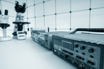 Canvas Print - Measuring instruments in a modern physics research laboratory.