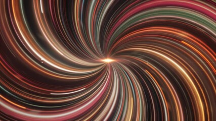 Poster - Futuristic background with a spinning colorful vortex, seamless loop. Animation. Rotating whirl with curved flowing beams.