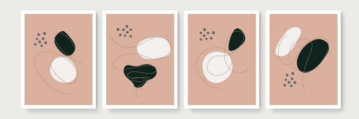 Trendy set of abstract creative minimal artistic hand painted compositions. Creative minimalist hand painted Abstract art background with watercolor stain and Hand Drawn doodle Scribble Circle