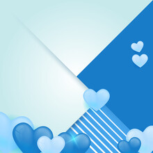 Abstract Background With Blue Hearts - Illustration, 
 Various Shades Of Blue Hearts Background. Universal Blue Love Background