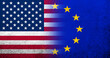 © Chernobrovin - United States of America (USA) national flag with flag of European Union. Grunge background