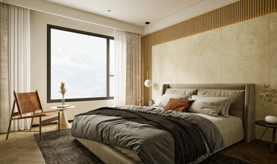 3d render of luxury hotel room