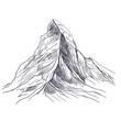 Alpy Rysunek ręcznie rysowany. Widok na górę Matterhorn