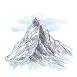 Fototapeta  - Alpy Rysunek ręcznie rysowany. Widok na górę Matterhorn