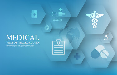 Vector modern medical wallpaper.futuristic hexagon.medical icons wallpaper