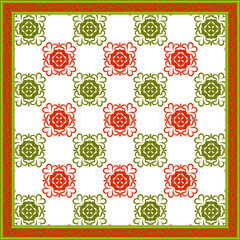 Poster - Elegant abstract scarf pattern design with ethnic and floral ornament. Hijab motif design 
