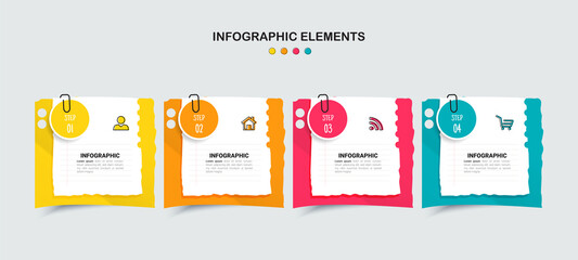Poster - Business Infographic with note paper design vector.
