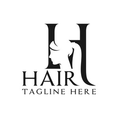 Poster - haircut salon illustration logo with letter H