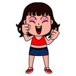 © Pennyartsi 2652600 - Cute Girl in the Jean Skirt with Various Emotion