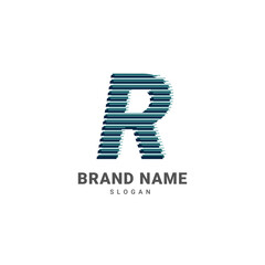 Wall Mural - letter R optic illusion logo, trendy glitch alphabet brand