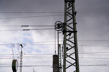 Poster - High voltage towers in the evening