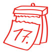 Handgezeichneter Kalender - Tag 17 in rot